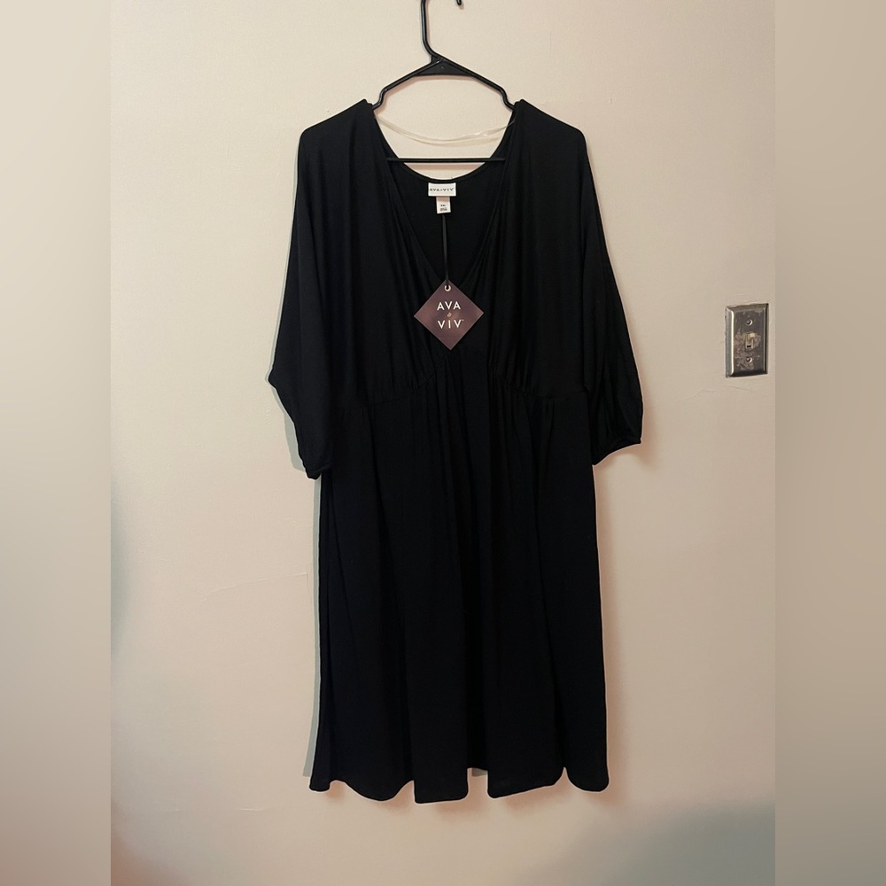 NWT Ava & Viv Elegant Black Midi Dress size XXL